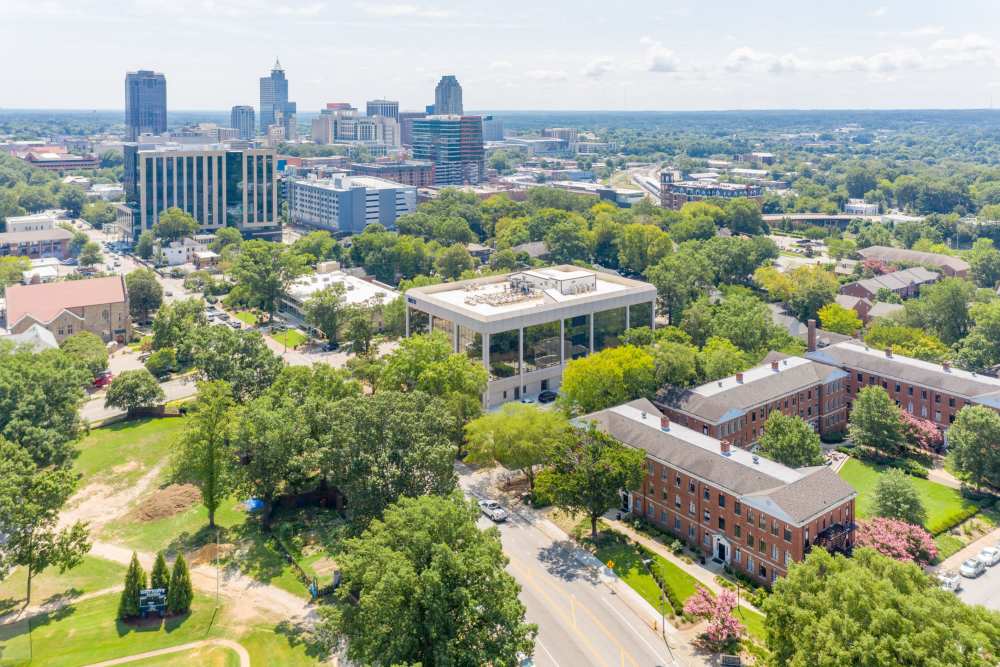 Aerial view of a community at Historic Boylan Apartments in Raleigh, North Carolina