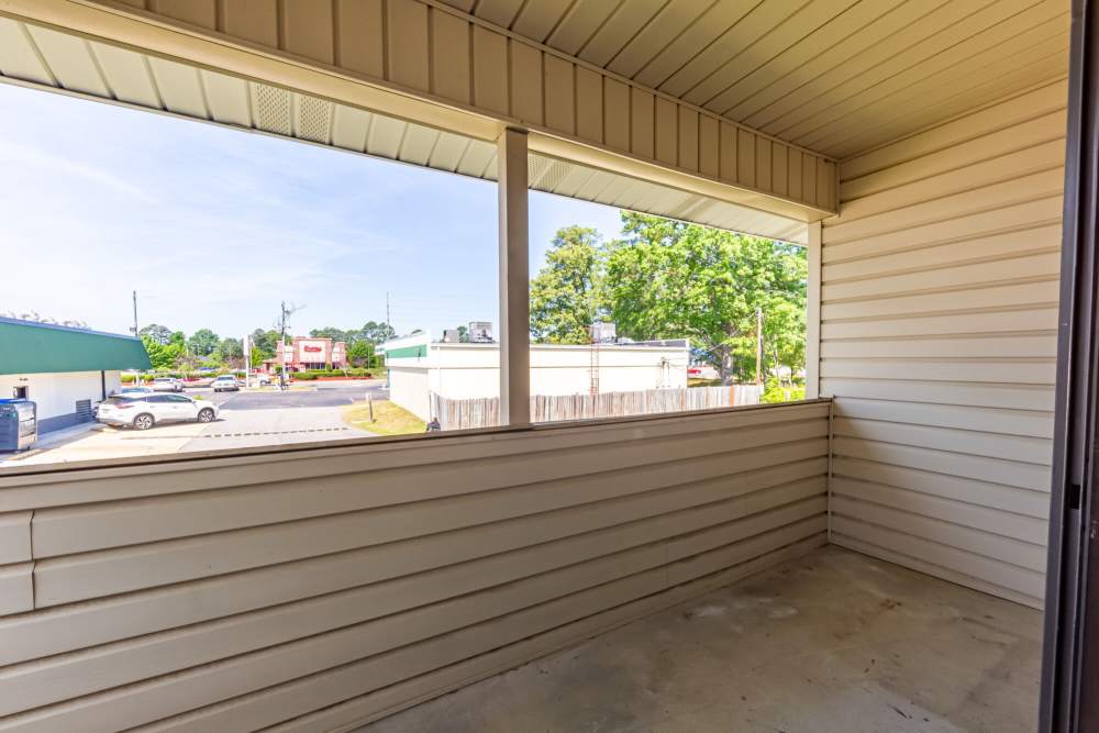 Private balcony at Ramsey Pines in Fayetteville, North Carolina