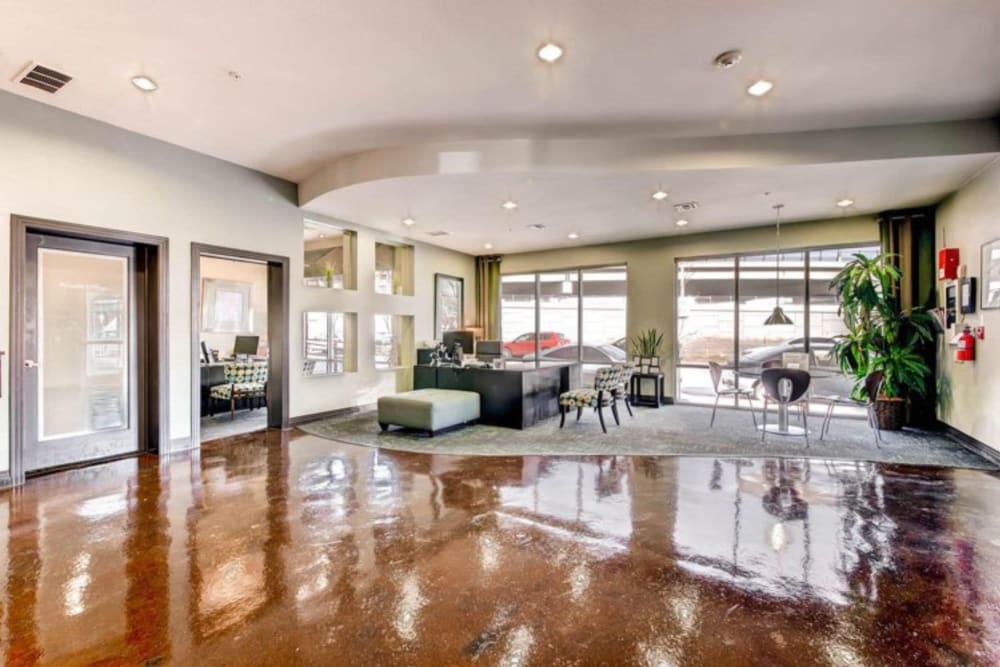 Beautiful interior lobby at Diamond at Prospect Apartments in Denver, Colorado