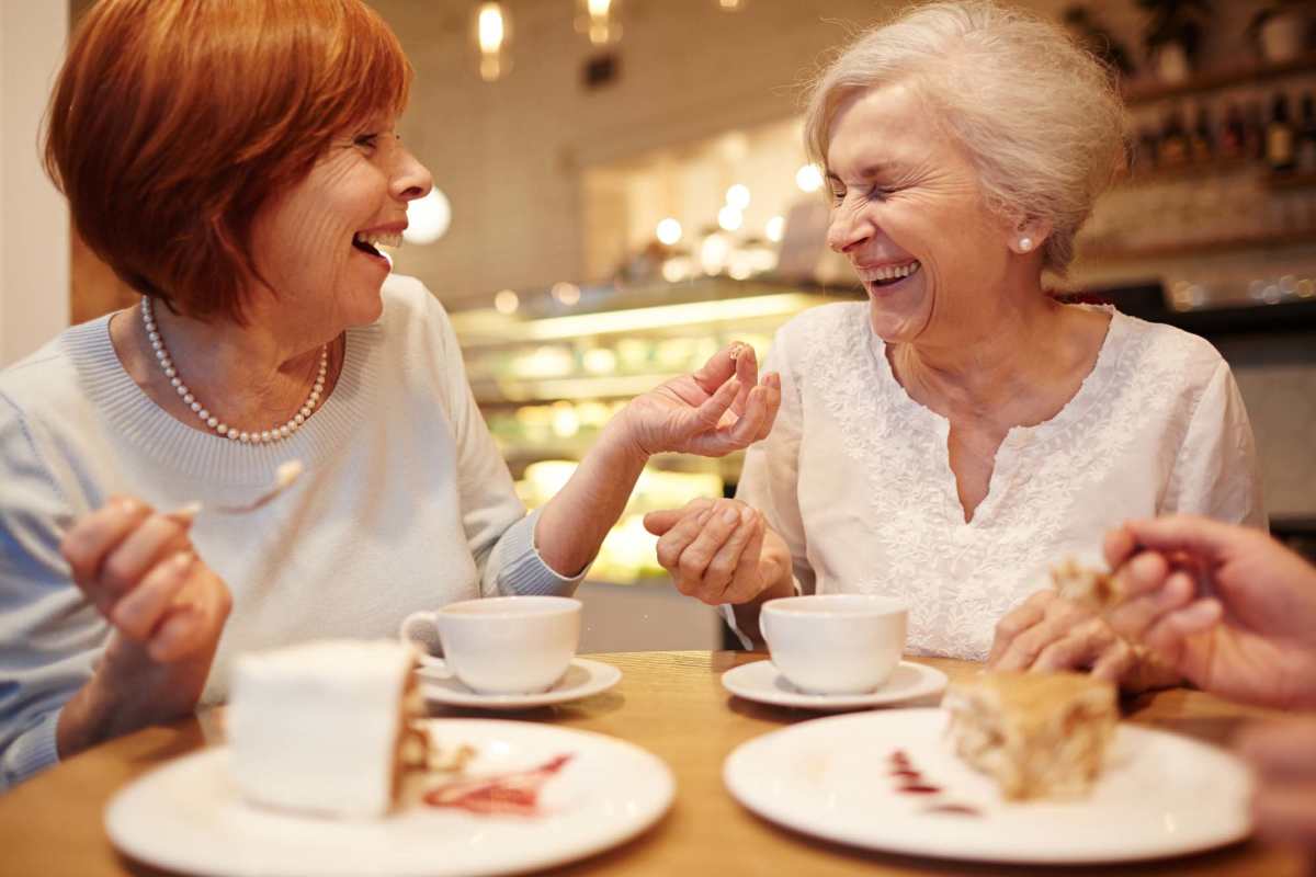 Residents having a meal at Watermere on Oak Street in Roanoke, Texas.