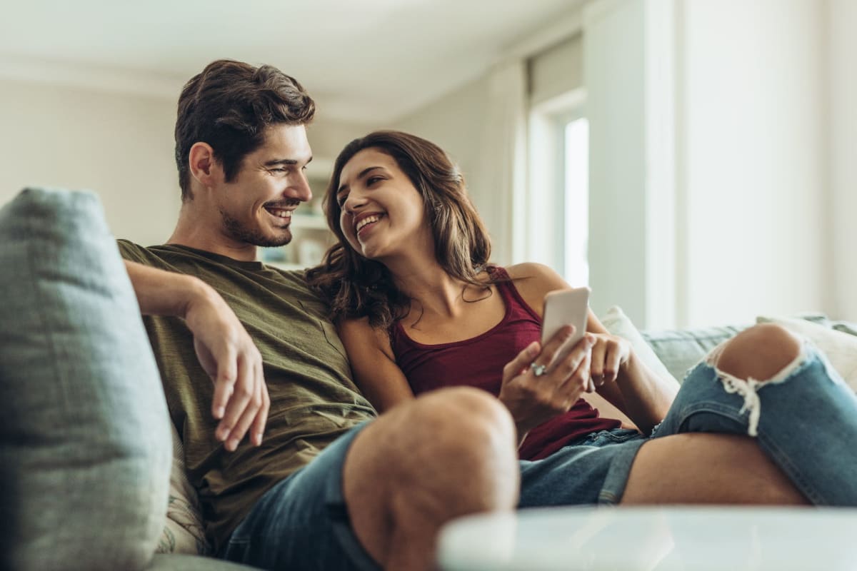 Residents enjoy their sun-filled apartment at Los Robles Apartments, Thousand Oaks, California