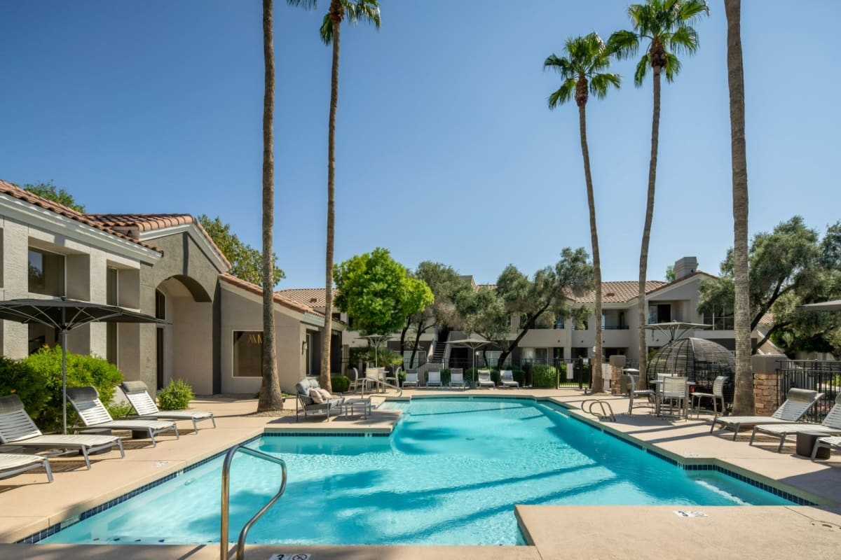 Pool with palm trees at Lakes at Arrowhead Ranch, Glendale, Arizona