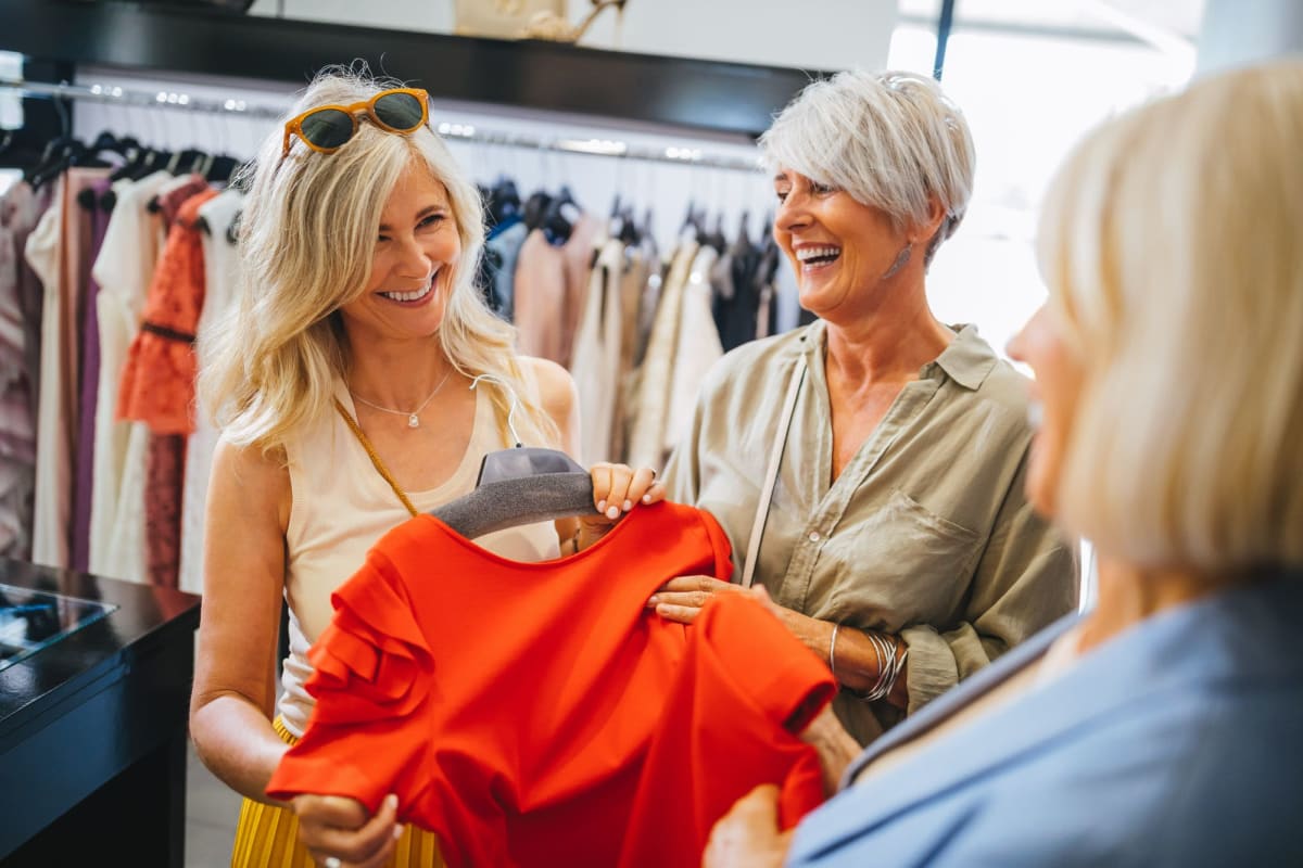 A resident shops for clothes near Bay on 6th, Santa Monica, California