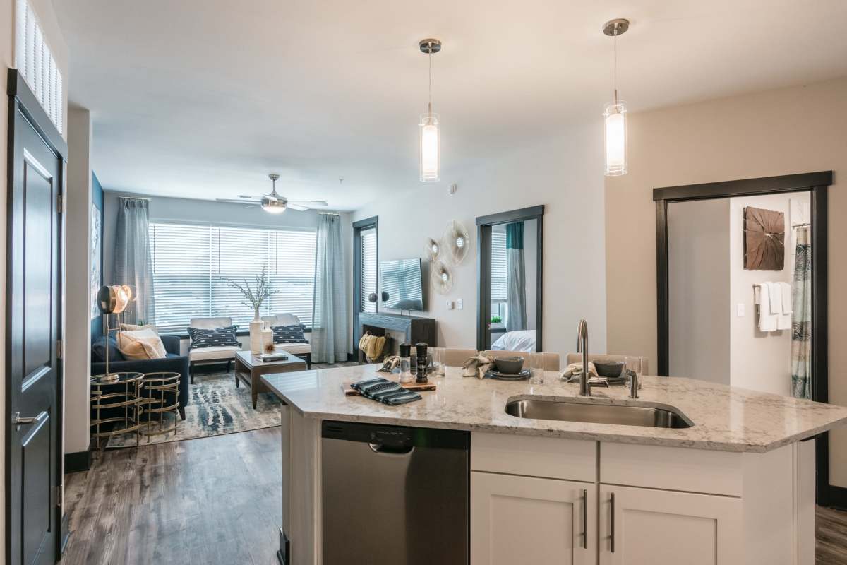 Kitchen island at Vintage Gateway, Murfreesboro, Tennessee
