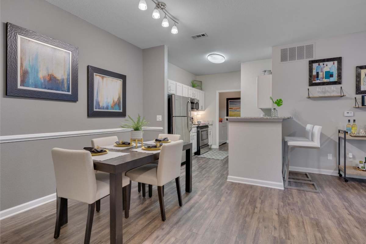 Dining room and kitchen at Weston Reserve Apartments, Morrisville, North Carolina