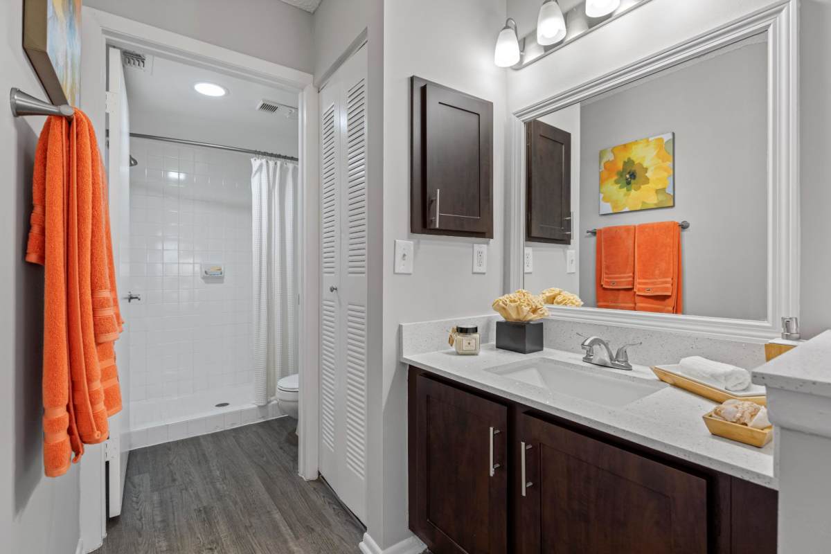 Modern Bathroom at Centro at Davie Apartments, Davie, Florida