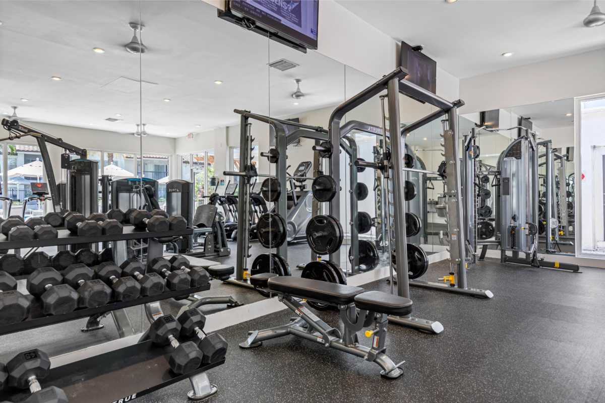 Resident fitness center at Centro at Davie Apartments, Davie, Florida