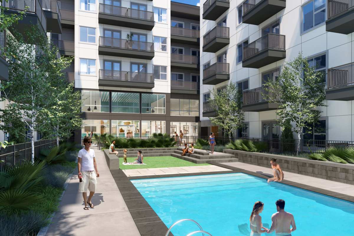 Rendering of luxury pool at Lantower Midtown in Dallas, Texas