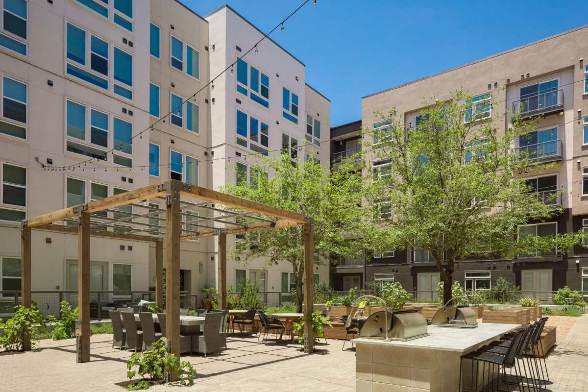 Rendering of barbecue area at Gallery at the Domain in Austin, Texas