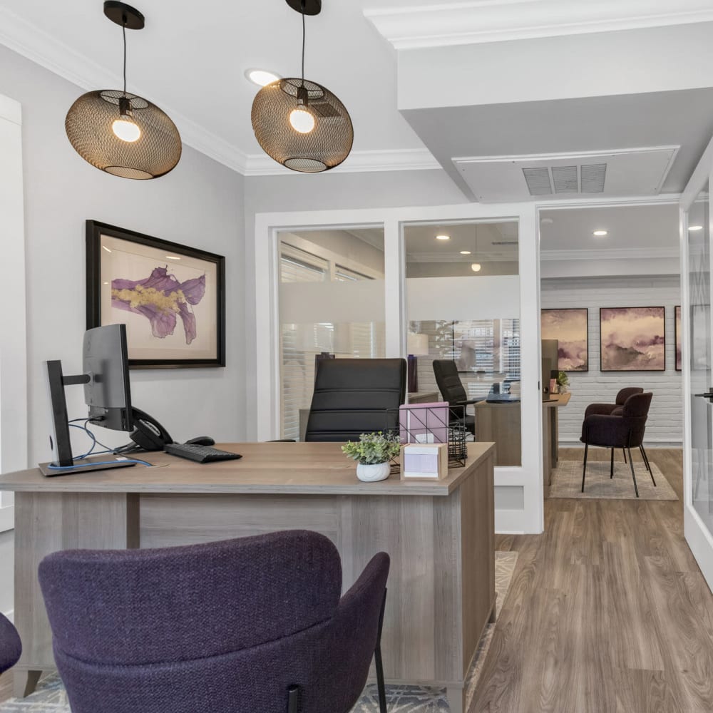 Office area with elegant lighting at The Maxwell in Metairie, Louisiana