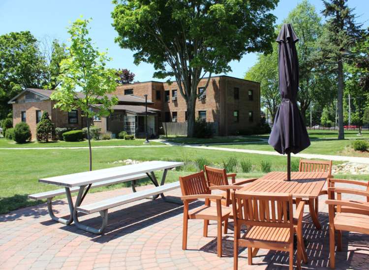 Exterior Seating arrangement at Howard House in Brockton, Massachusetts, 