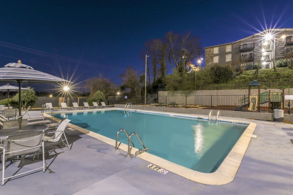 View of of community pool at HighPointe Apartments in Birmingham, Alabama