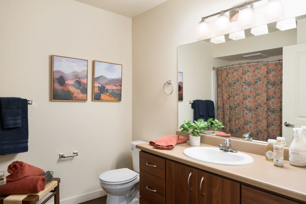 Rendering of bathroom apartment at Traditions at Hazelwood in Portland, Oregon,
