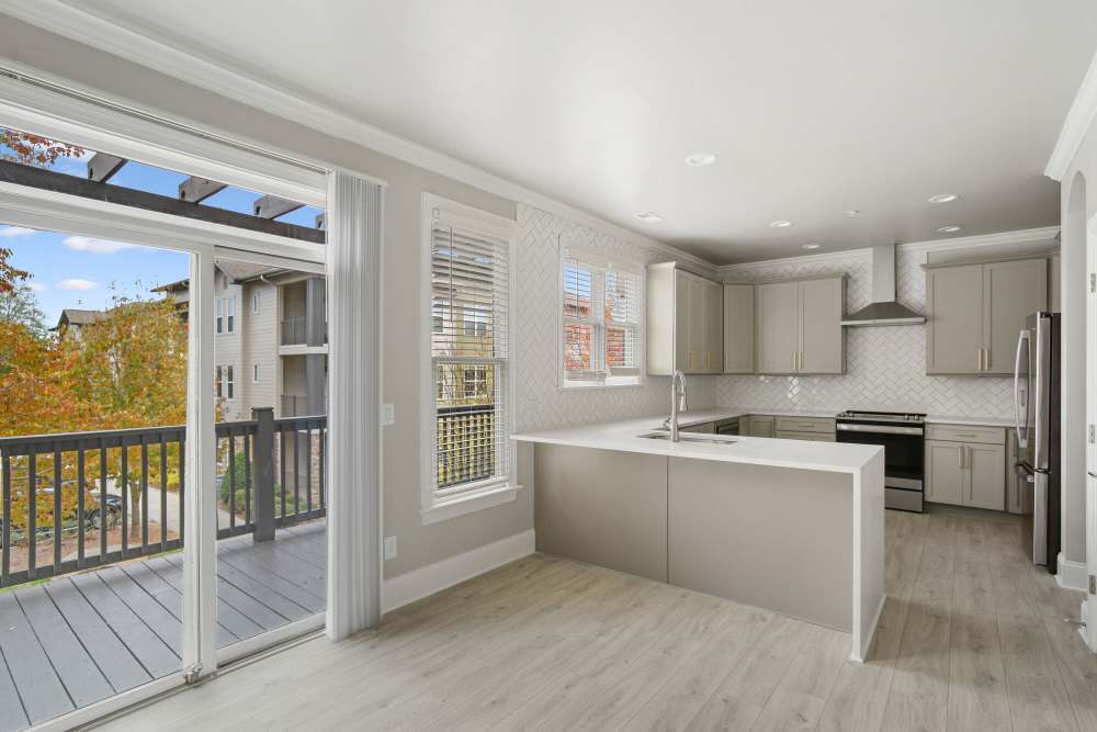 Access to private patio at Rock Creek at Ballantyne in Charlotte North Carolina