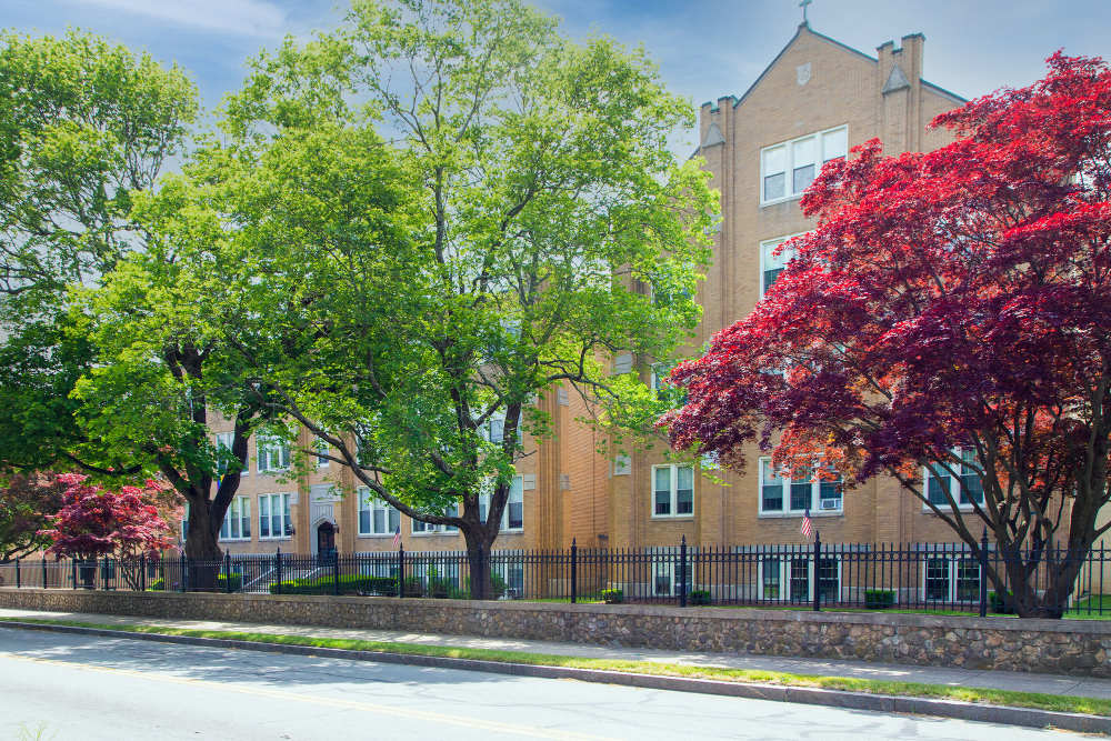 Exterior view of the building at Fairhaven Village in Fairhaven, Massachusetts