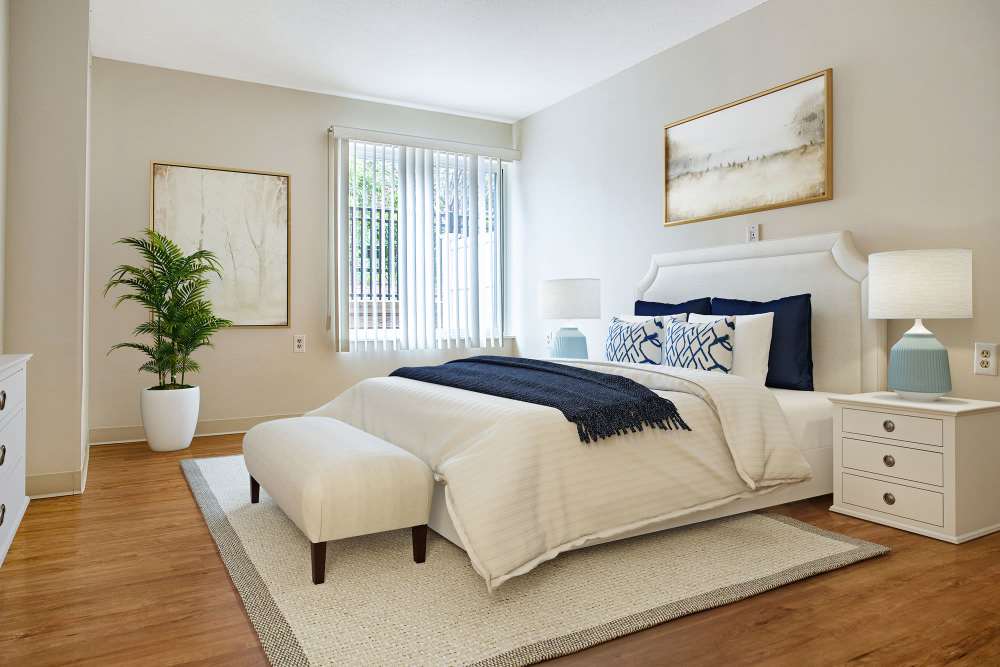 Cozy bedroom with window at Victory Gardens in East Boston, Massachusetts