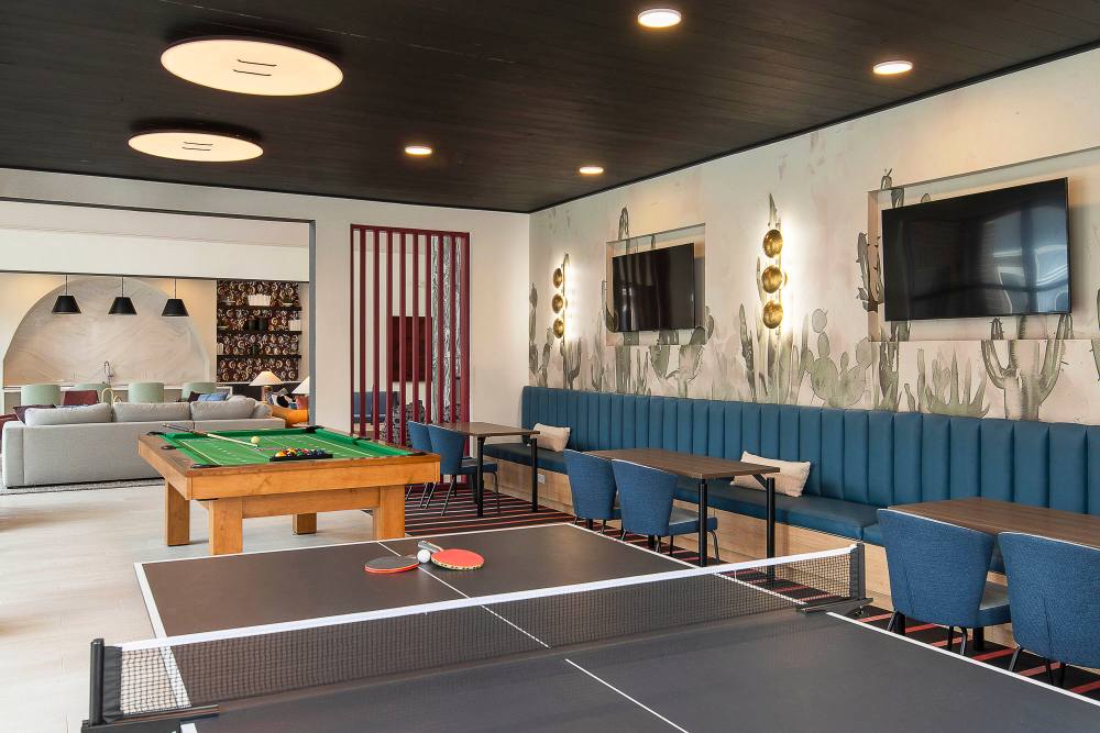 Recreation room with games at The Landing College Station in College Station, Texas