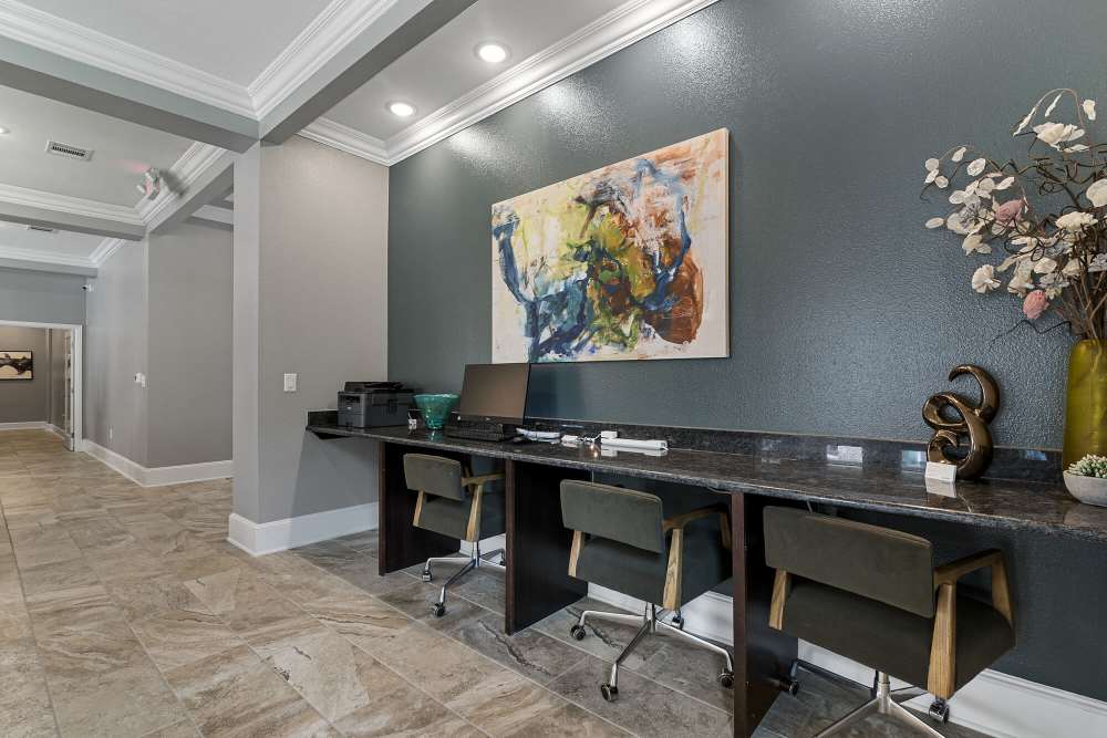 Workstation area for the residents at Stonebridge Apartment Homes in Lufkin,Texas