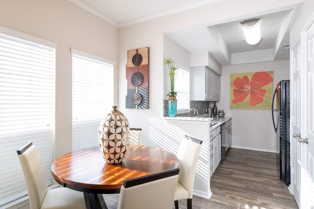 Dining area next to kitchen at Copper Chase in Arlington, Texas