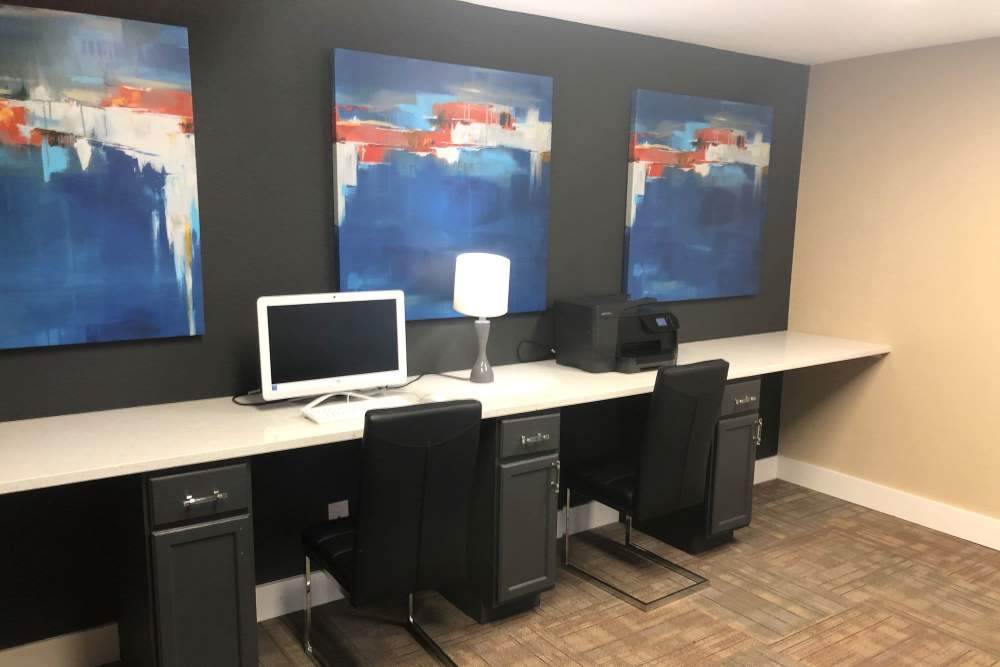 Business center at Branch Creek Apartments in Carrollton, Texas