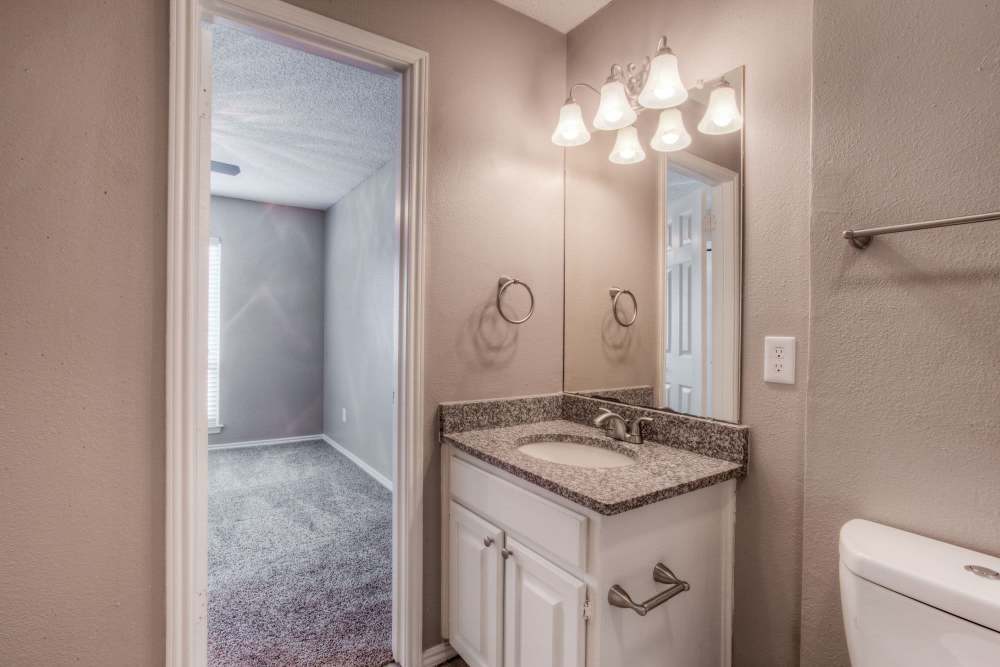 Bright bathroom at The Quorum At Trophy Club in Trophy Club, Texas