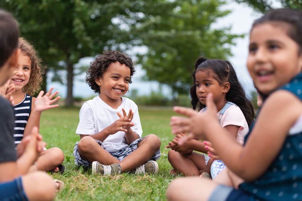 Resident children playing near Oceana Apartments in Huntington Beach, California