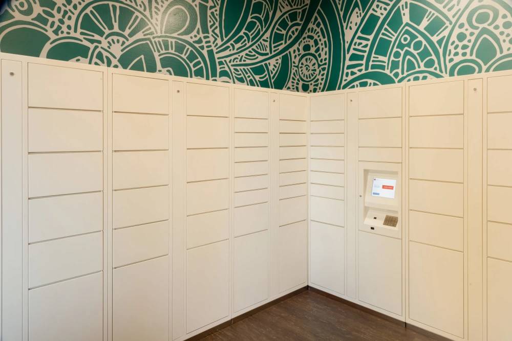 The 24-hour accessible package locker at Hawthorn Village Apartments in Napa, California