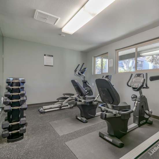 Community fitness center at Neilson Villa in Santa Monica, California