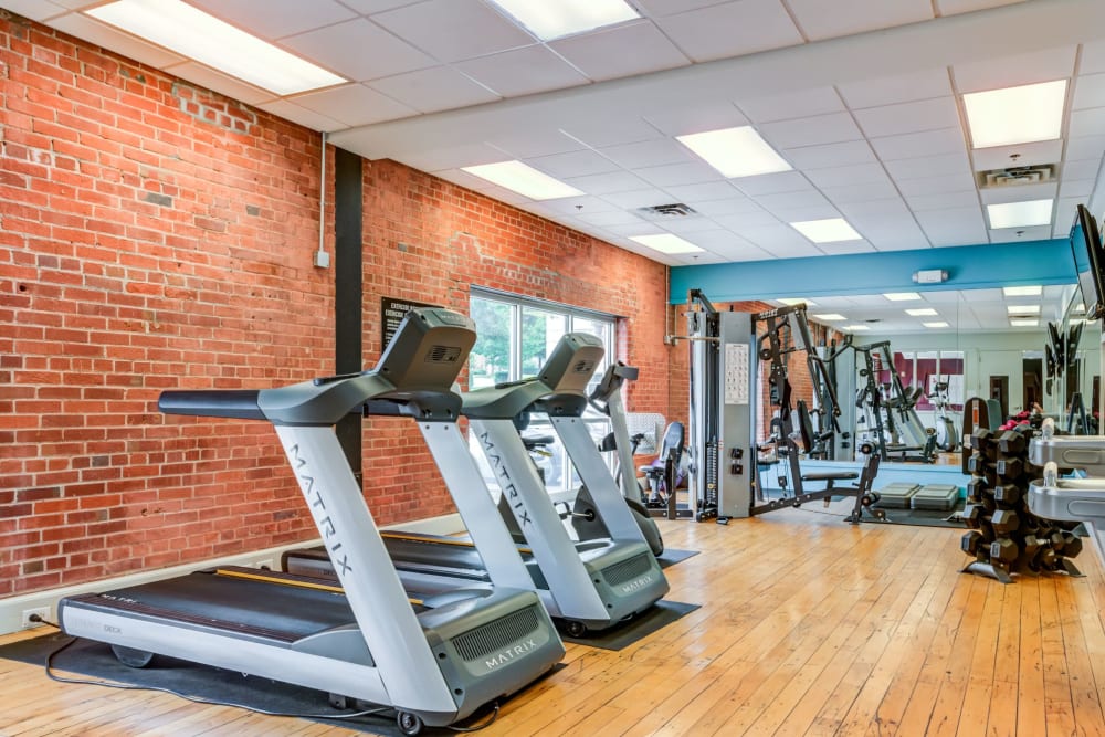 Fitness center at The Gallery Lofts in Winston Salem, North Carolina