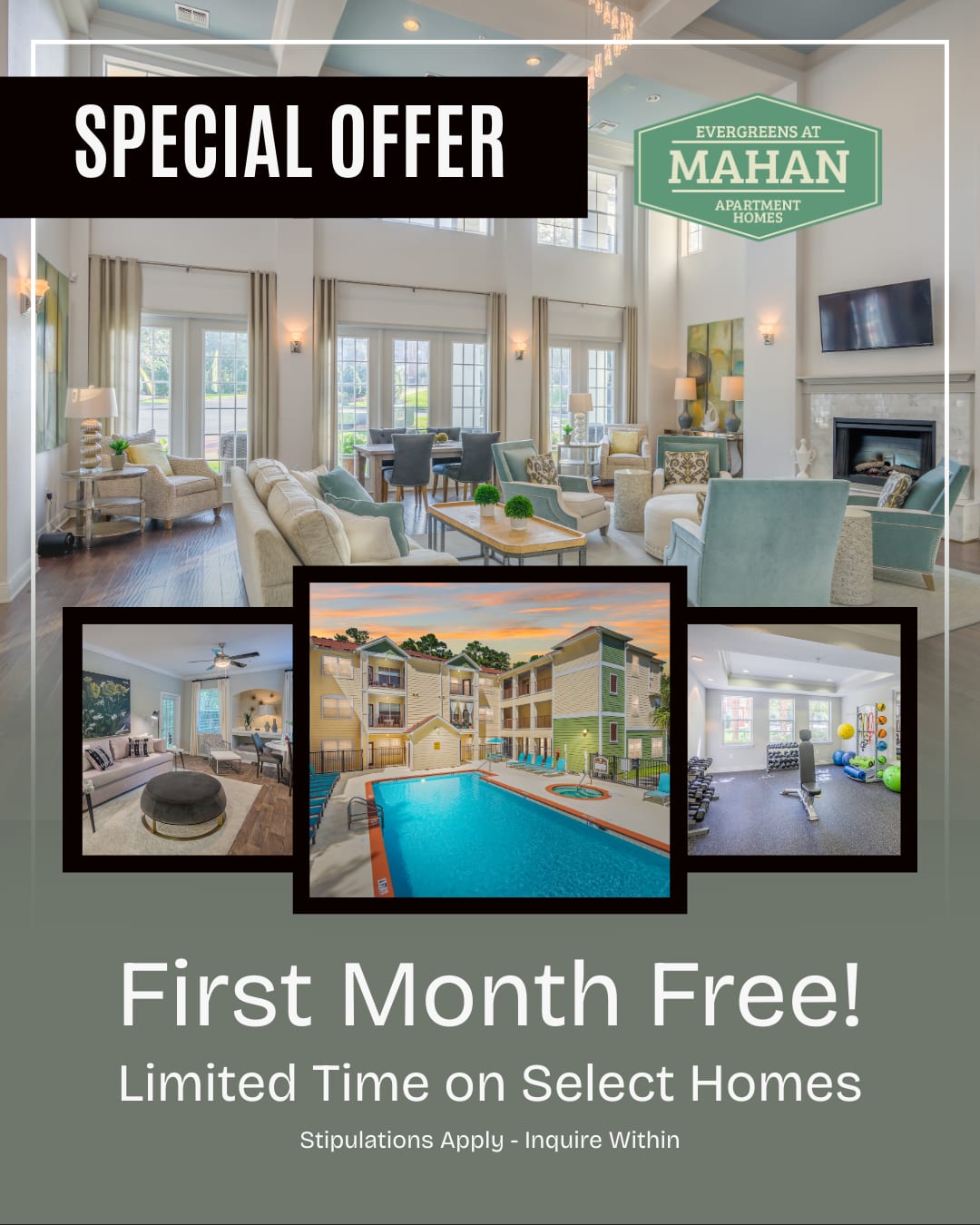 Limited Time Offer banner at Evergreens at Mahan in Tallahassee, Florida 