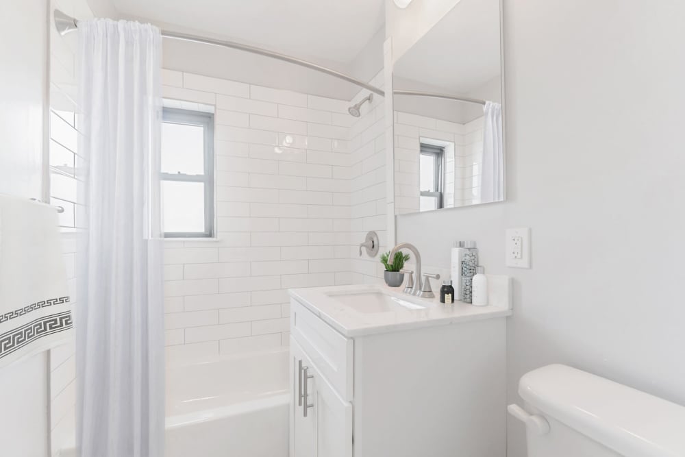 Modern bathroom at Eagle Rock Apartments at Hicksville/Jericho in Hicksville, New York