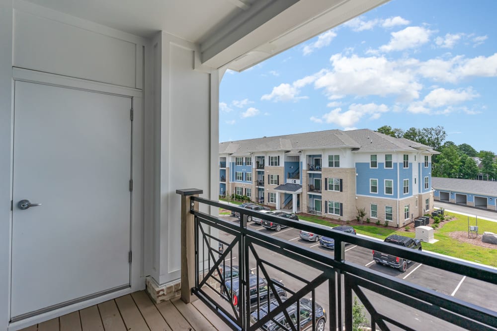 Rendering private apartment balcony at The Banks at Bridgewater in Little River, South Carolina