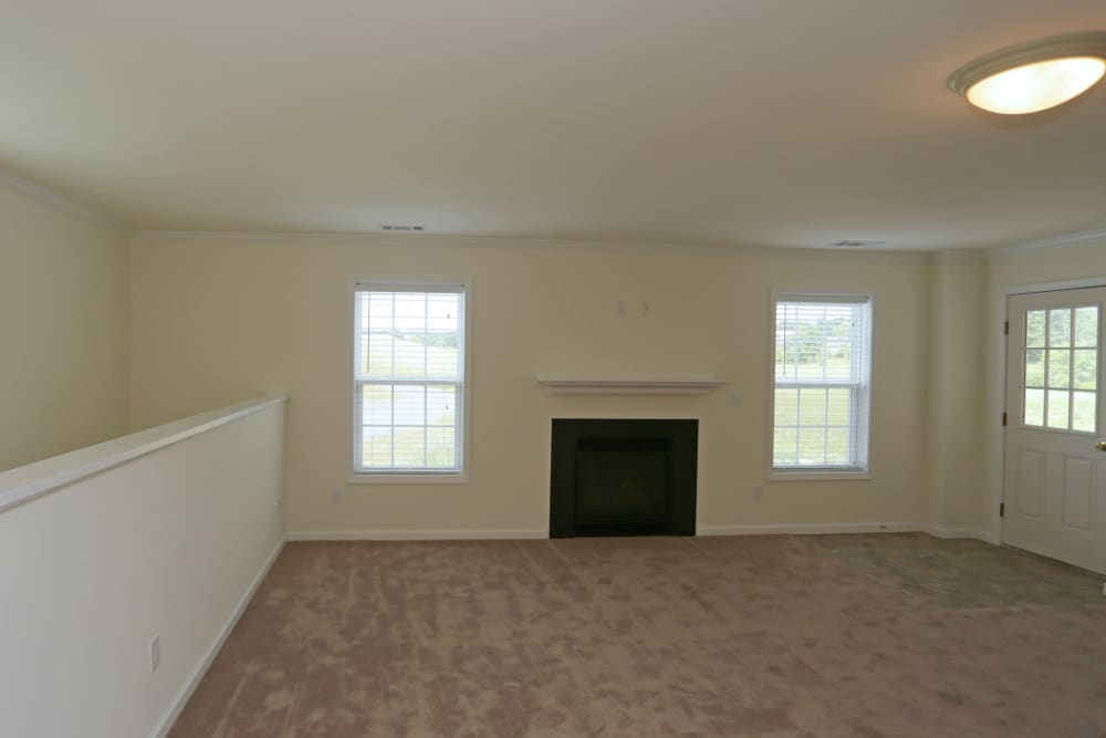 Bright, spacious living room at The Ridge in Troy, New York