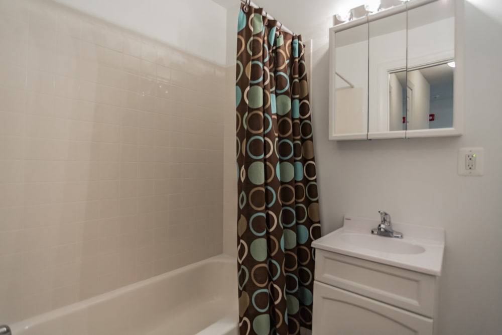Apartment bathroom at Melrose Station Apartments in Elkins Park, Pennsylvania