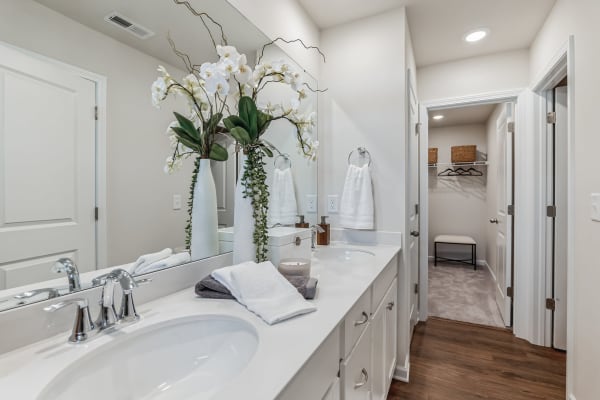 Large bathroom with white walls at Lattitude34 Greenville in Greenville, South Carolina