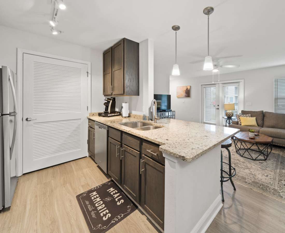 Kitchen with modern appliances at Stanford Pointe in Panama City,Florida