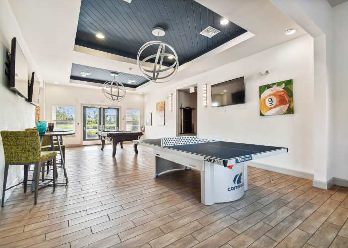 Game room at Goldelm at Bennett Park in Bradenton, Florida