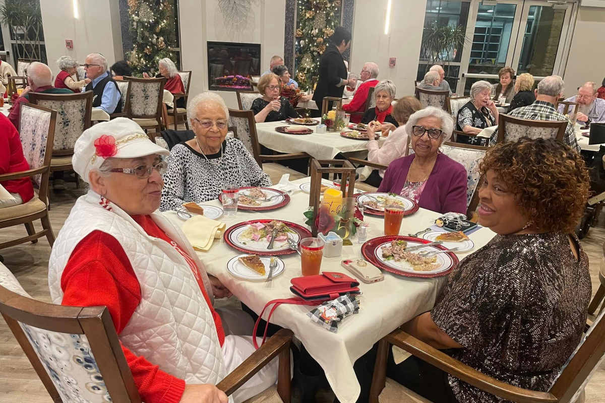 Ladies having a meal at Watermere at the Preserve in North Richland Hills, Texas.