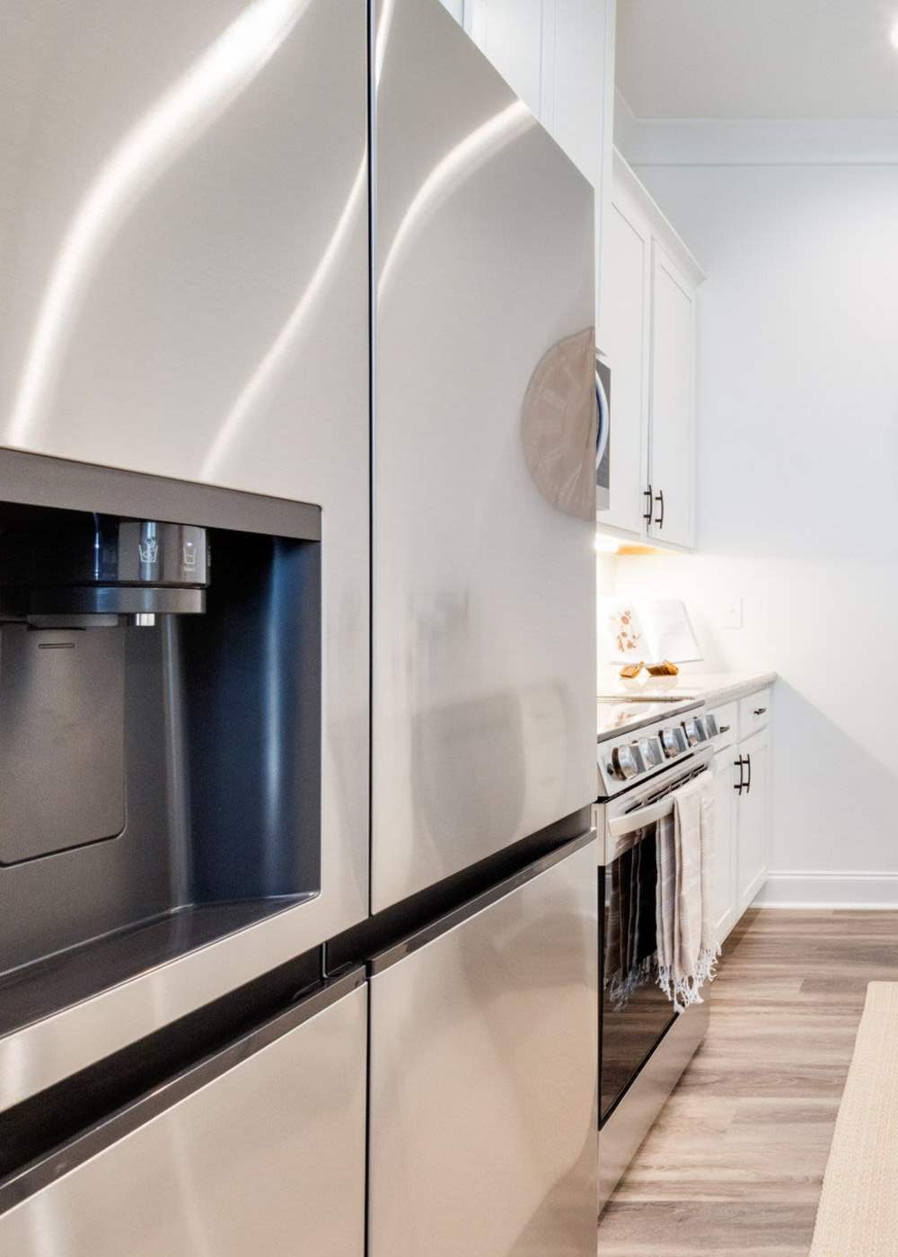 Beautiful kitchen with stainless-steel appliances at Trinity Villas in Lafayette, Louisiana