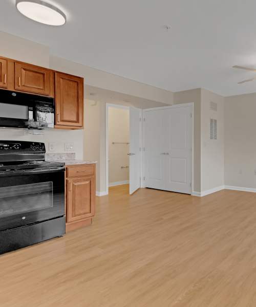 Living room next to kitchen at Robinson Overlook in Columbia, Maryland