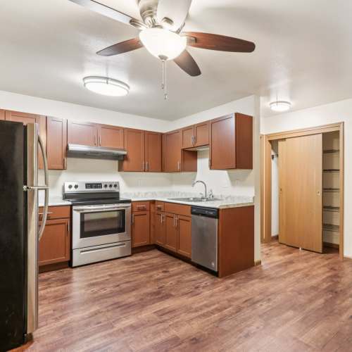 Kitchen at Woodfield Heights Apartments in Waukesha, Wisconsin