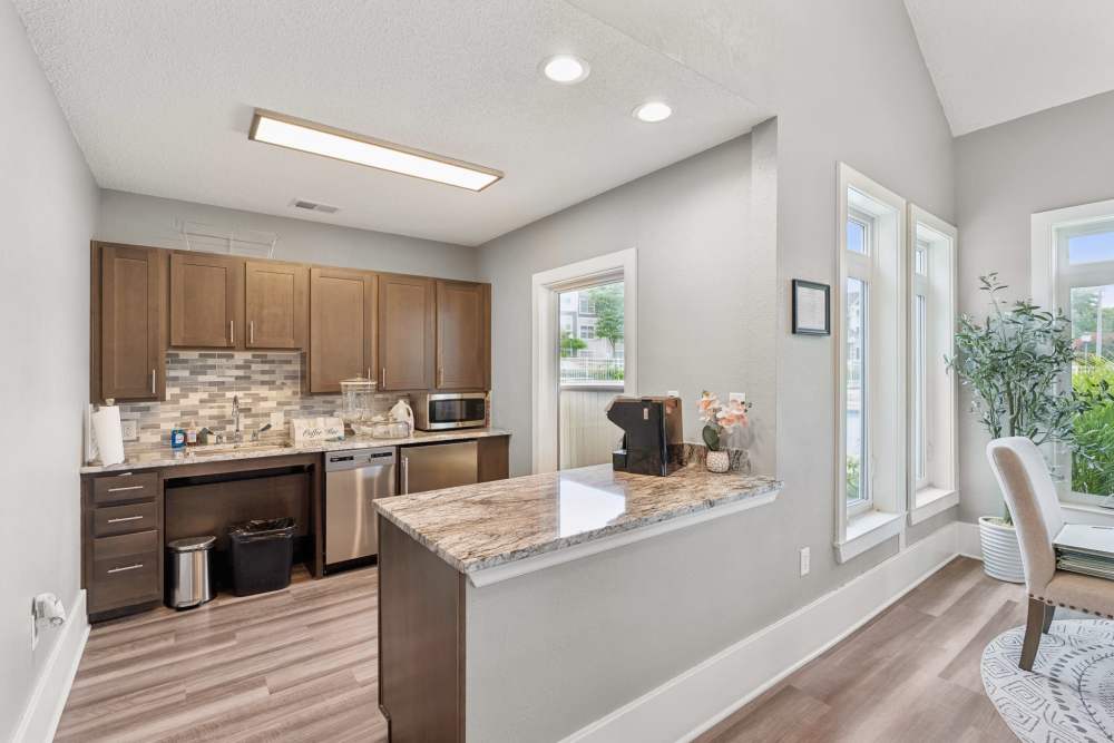Community kitchen at Dulles Center Apartments in Herndon, Virginia