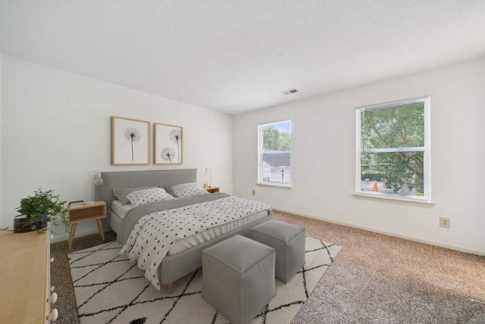 Bedroom with wood-style flooring  at Pilot House in Newport News, Virginia