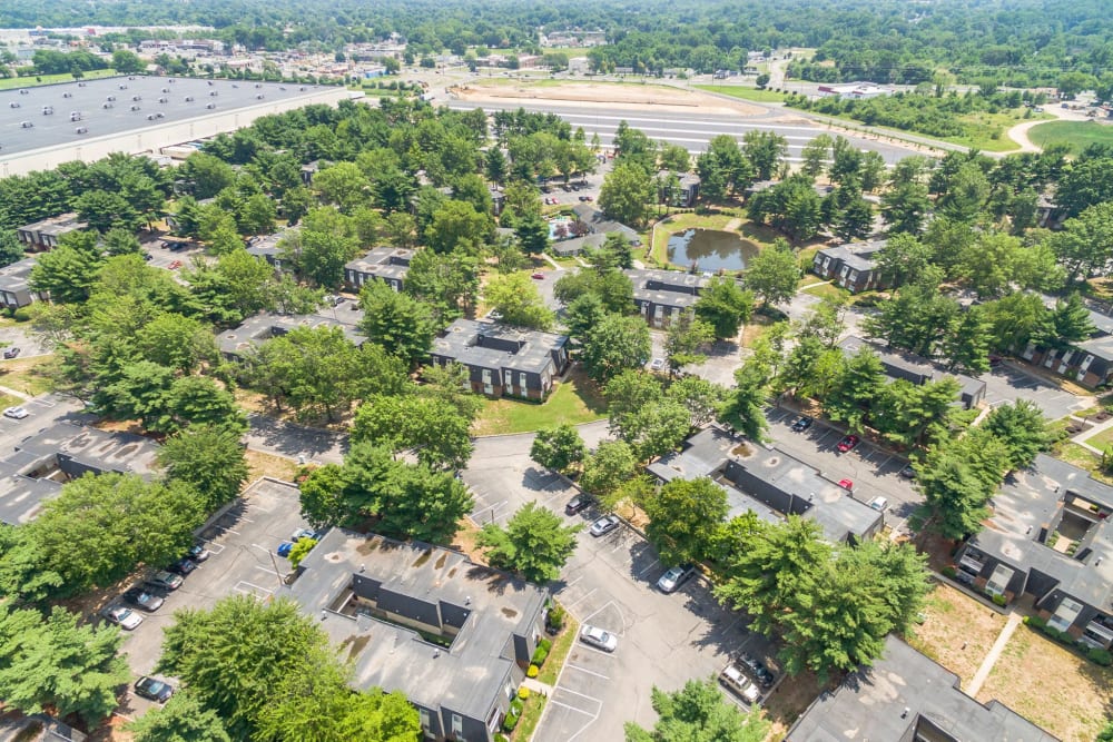 Ariel view of The Courtyards in Edgewater Park, New Jersey