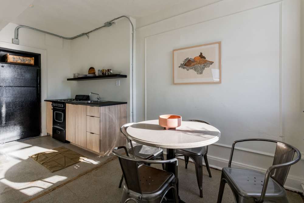 Dining table at Detroit Living in Detroit, Michigan