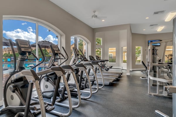 Treadmills and ellipticals at Palms at World Gateway in Orlando, Florida