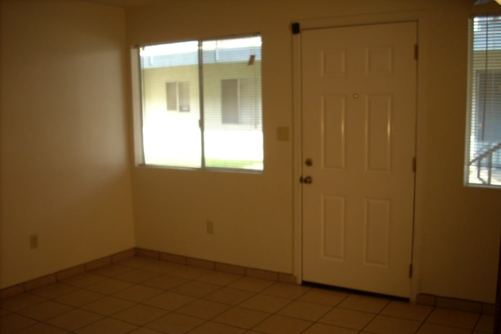 Entry room of a model apartment at El Potrero Apartments in Bakersfield, California