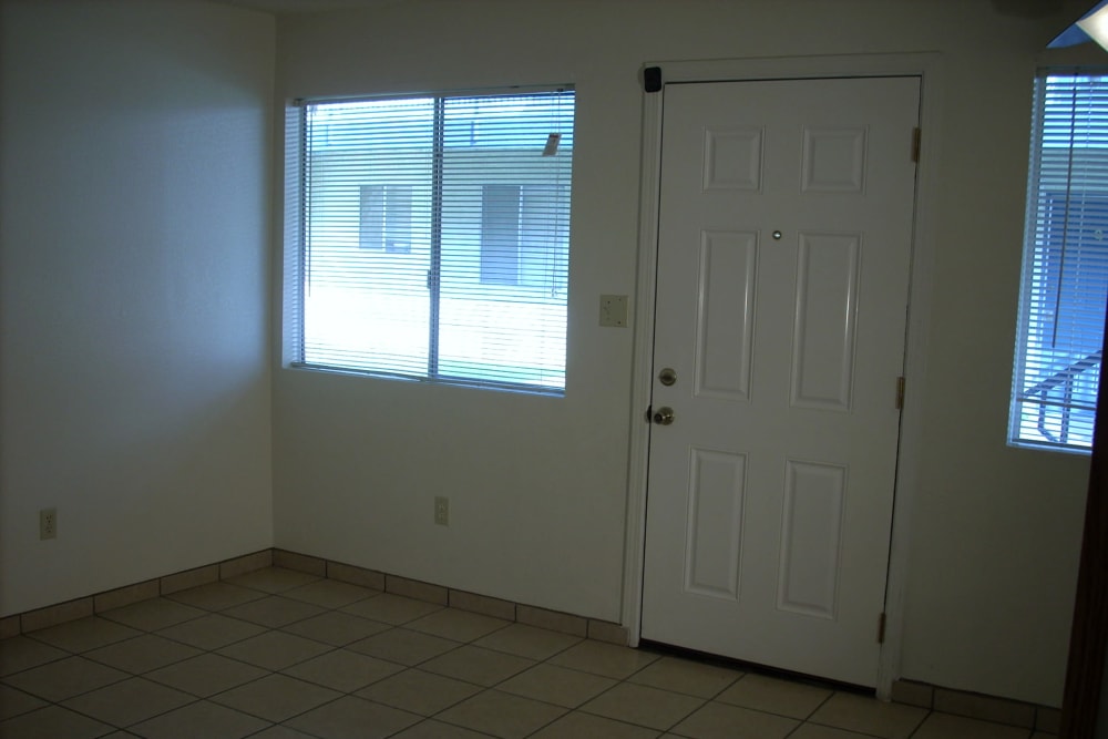 Model unit entry at El Potrero Apartments in Bakersfield, California