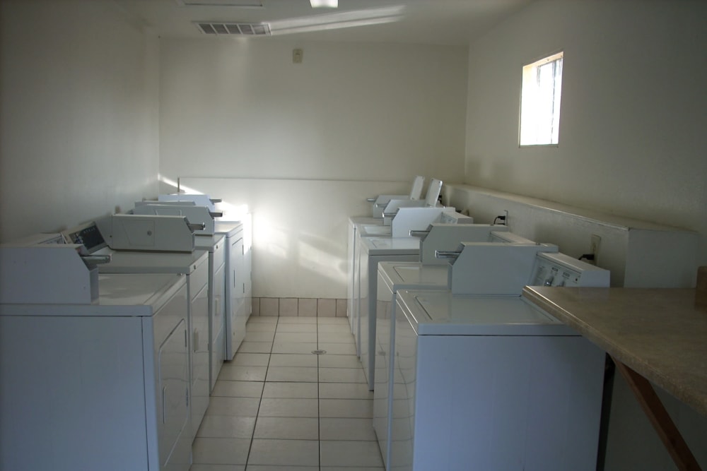 The laundry room at El Potrero Apartments in Bakersfield, California