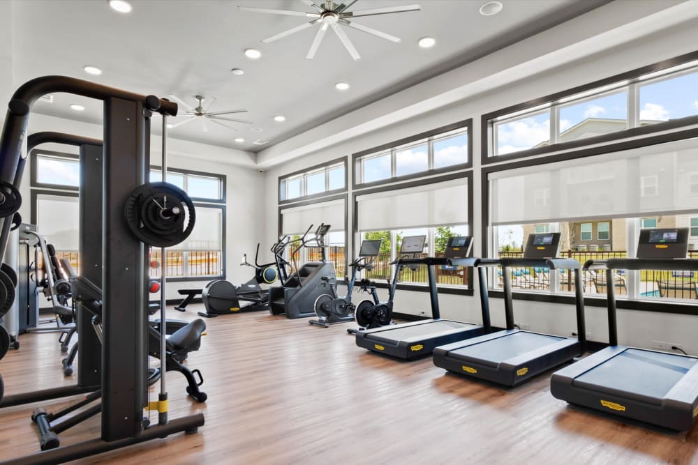 Fitness center at 32Hundred Windsor in Denton, Texas